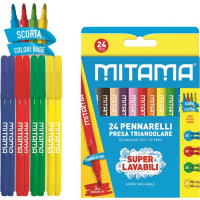 MITAMA SCATOLA 24 PENNARELLI SUPER LAVABILI, PRESA TRIANG., PUNTA FINE
