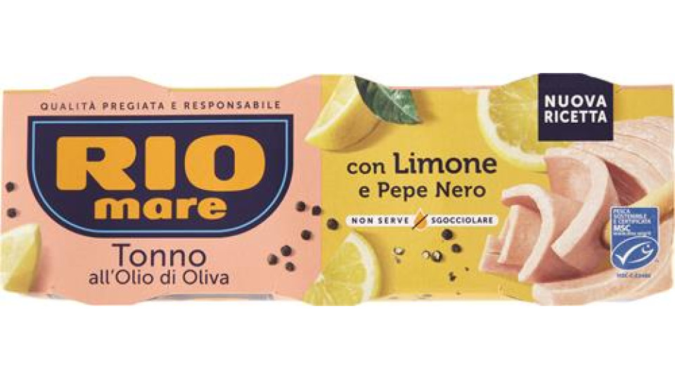 Rio mare Tonno all'Olio di Oliva con Limone e Pepe Nero 3+1 x 80 g