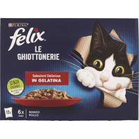 Purina, gatto Felix Le Ghiottonerie Le varietà in gelatina pollo e manzo