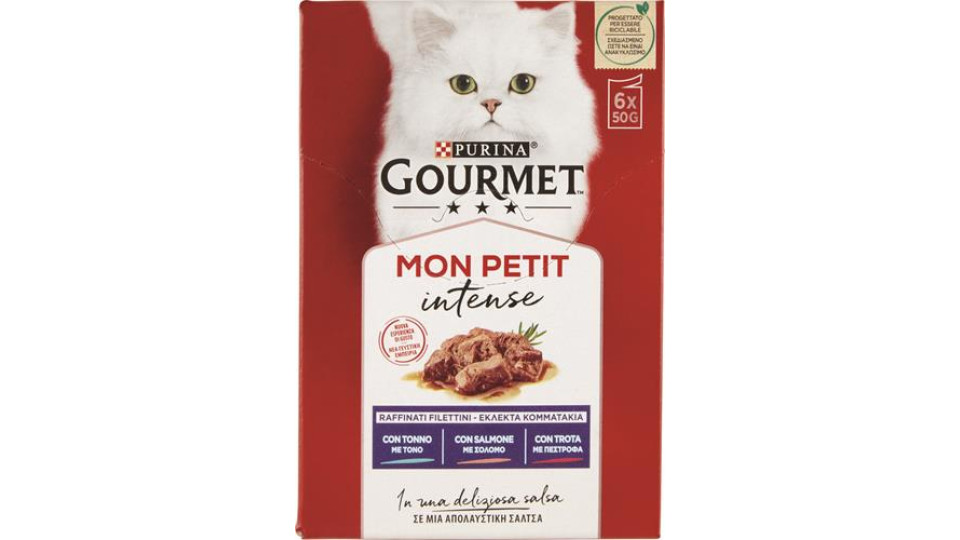 Purina, gatto Gourmet Mon Petit scelta irresistibili ricette con tonno, salmone e trota busta