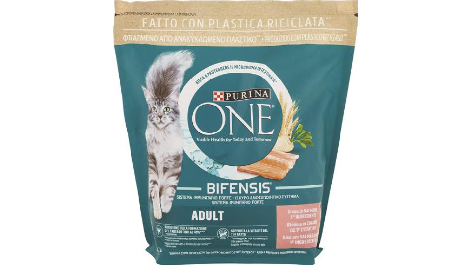 Purina, gatto One Bifensis crocchette Adult Ricco salmone e cereali integrali