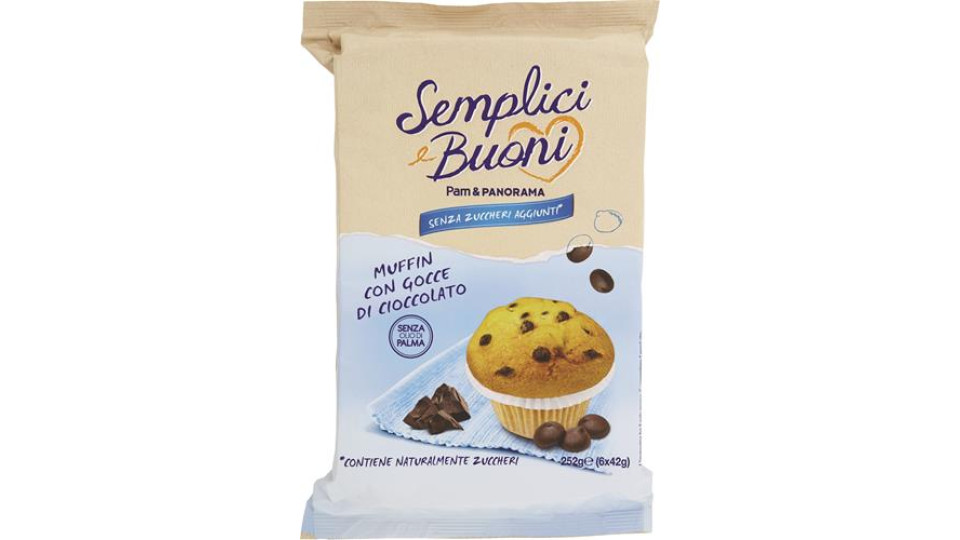 Senza Zuccheri Aggiunti Muffin con Gocce di Cioccolato