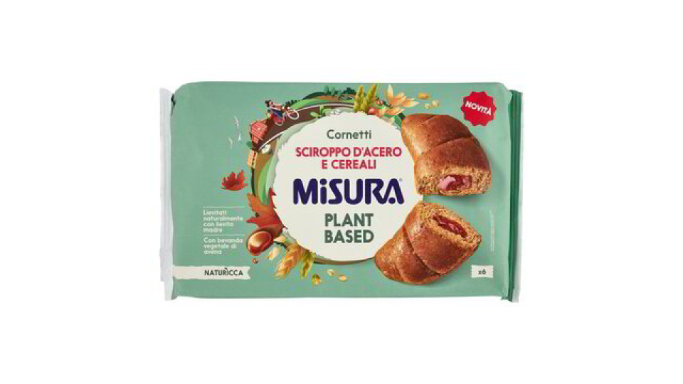 Misura Naturìcca Cornetti Sciroppo d'Acero e Cereali Plant Based 6 x 49,7 g