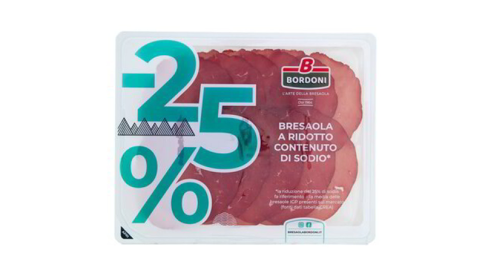 Bordoni -25% Bresaola a Ridotto Contenuto di Sodio* 90 g