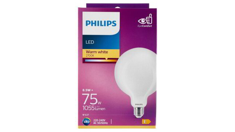 LAMPADINA LED GLOBO VETR.75W E27