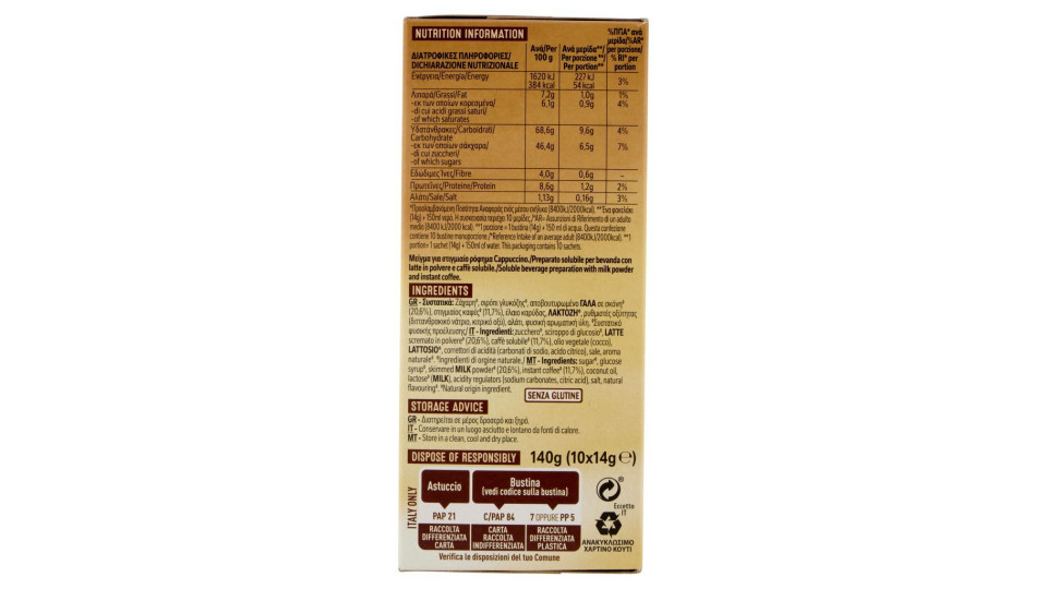 NESCAFÉ CAPPUCCINO CHOCO preparato solubile per cappuccino astuccio 8 bustine