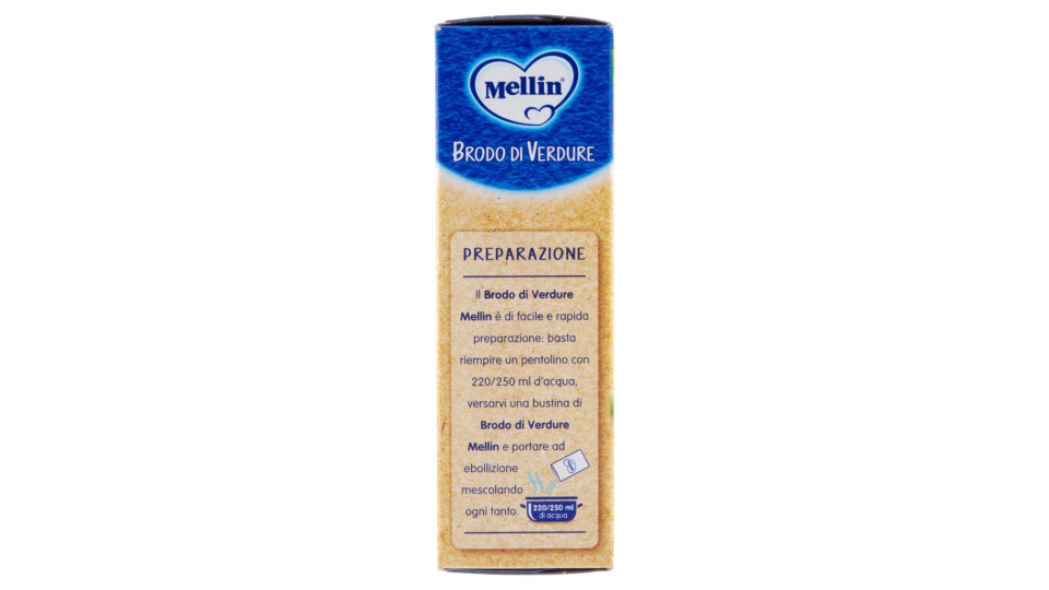 Mellin Brodo Verdure, 10 Bustine - 8 gr - [confezione da 12]