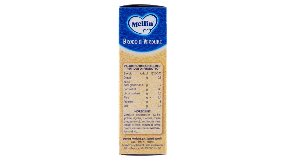 Mellin Brodo Verdure, 10 Bustine - 8 gr - [confezione da 12]