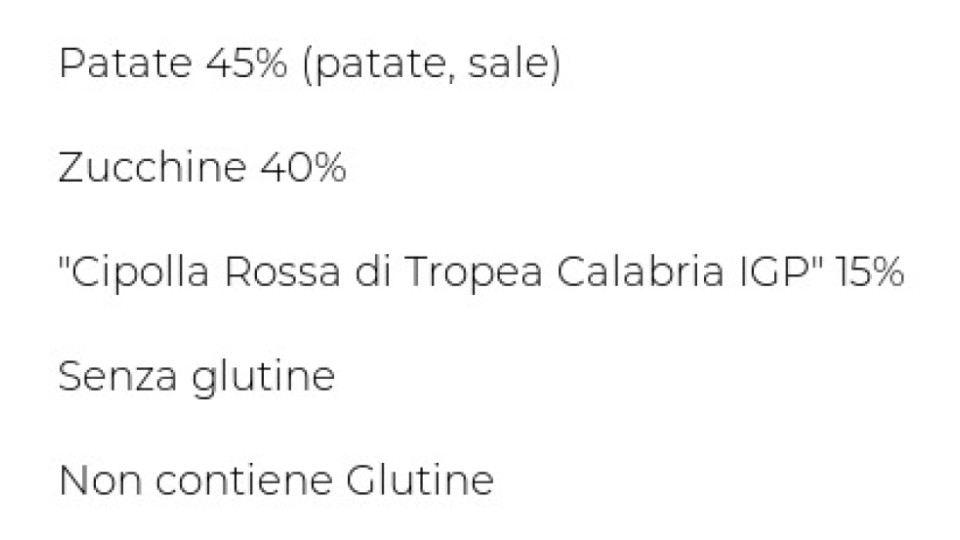 PATATE ZUCCHINE E CIPOLLA ROSSA DI TROPEA CALABRIA Surgelate IGP U! Confronta&Risparmia