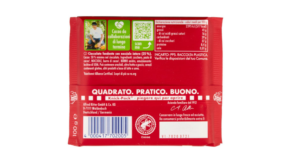 Ritter Sport Fondente con Nocciole Intere
