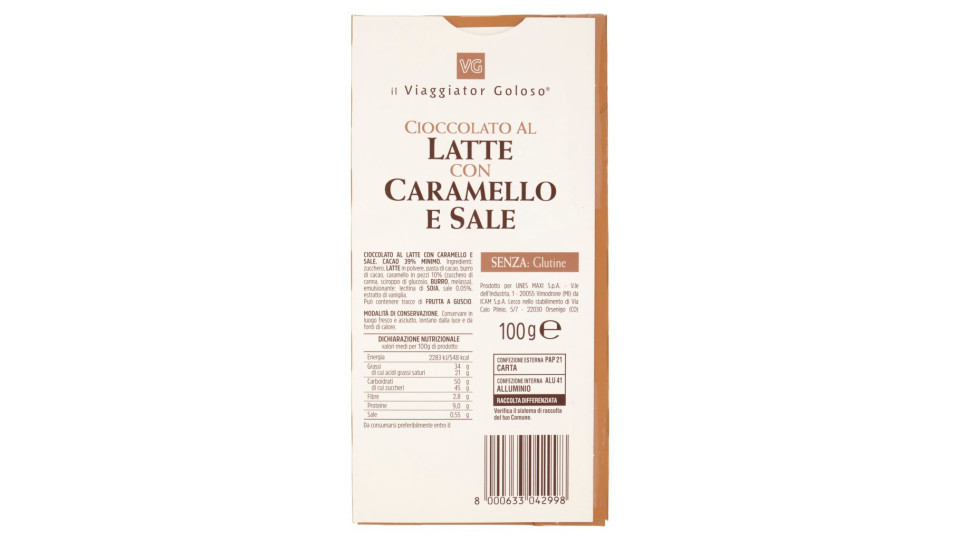 Cioccolato al latte con caramello e sale rosa di Maras