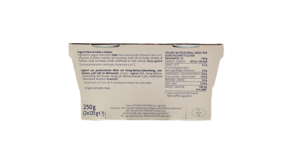 Sterzing Vipiteno Sapori di Vipiteno Yogurt al miele e melissa