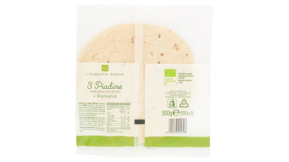 3 PIADINE con Olio di Semi di Girasole Alto Oleico il Viaggiator Goloso il Biologico