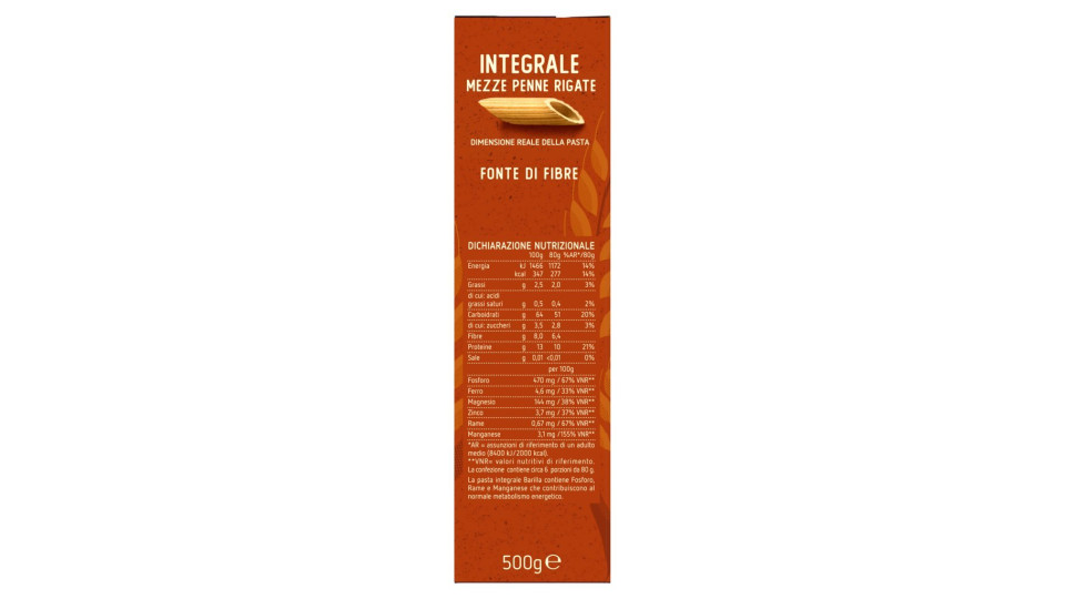 Barilla mezze penne rigate integrale
