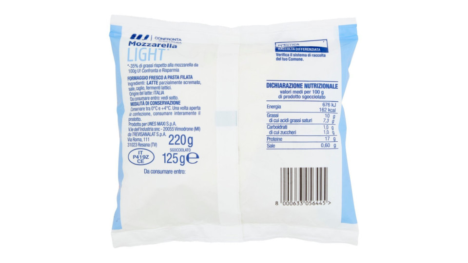 Mozzarella light U! Confronta & Risparmia