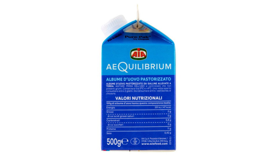 Aia, Aequilibrium albume d'uovo pastorizzato