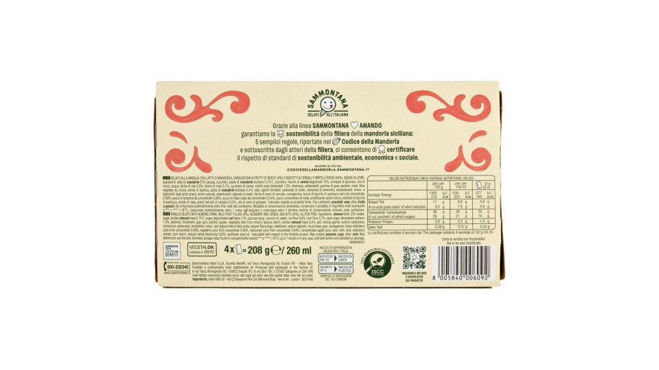 Amando Biscotto Gelato con Frutti di Bosco 4 x 52 g