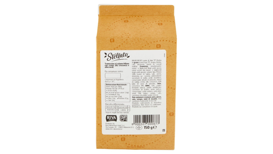 Stellato Tramezzino Salame Milano, Olive Verdi e Crema di Crescenza
