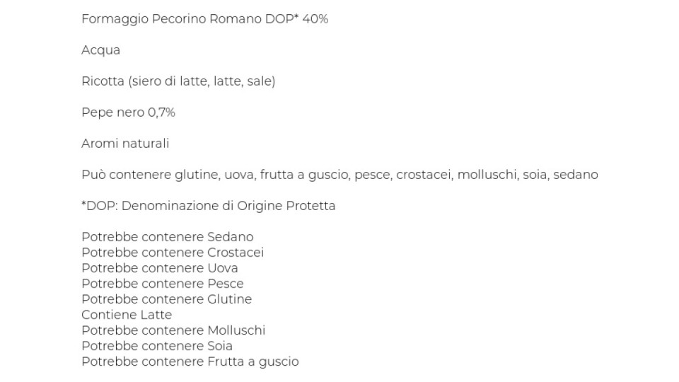SUGO FRESCO CACIO E PEPE