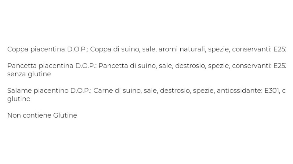 Salumificio San Carlo i Piacentini Antipasto dei Tre Salumi Piacentini D.O.P