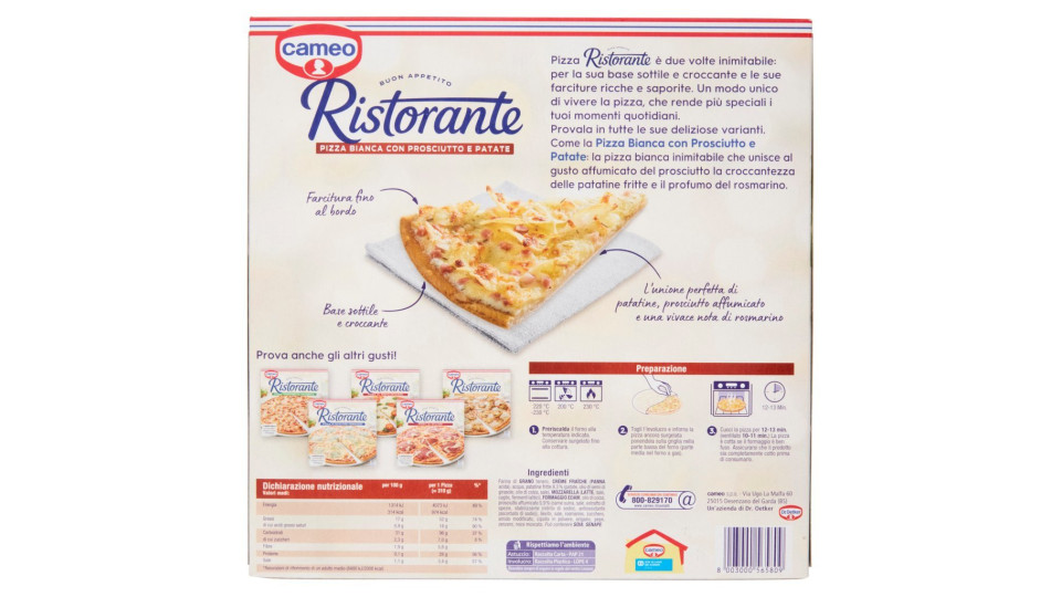 Ristorante Pizza Bianca Prosciutto E Patate