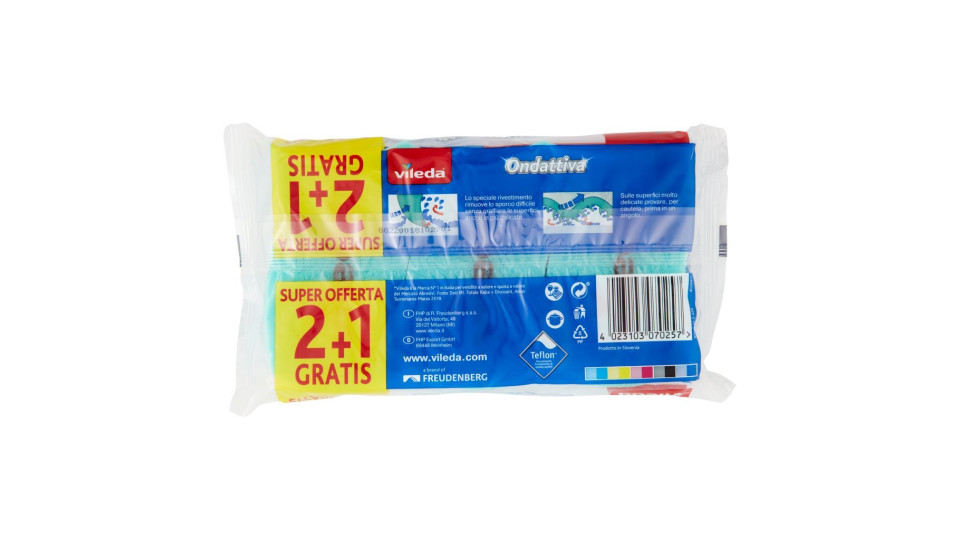 Vileda Ondattiva - spugna abrasiva da cucina, antigraffio. 2+1x