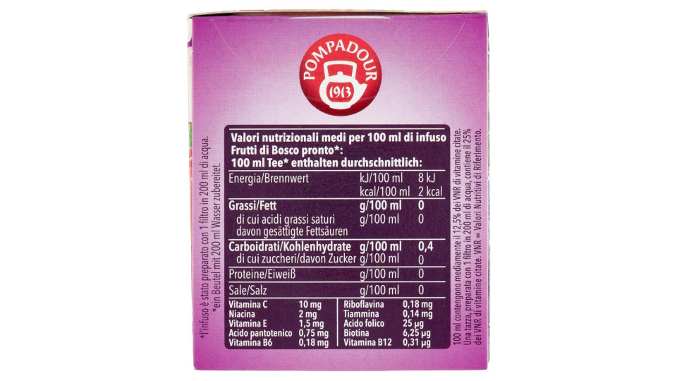 Pompadour, Frutti di bosco per infuso 20 filtri