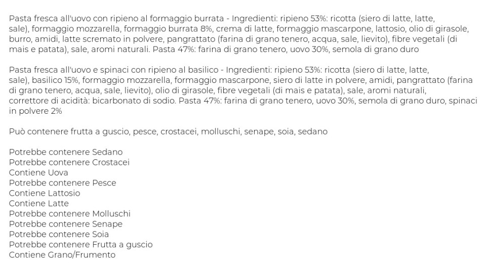 Giovanni Rana, Duetto burrata - basilico