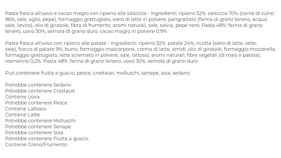 Giovanni Rana, Duetto salsiccia - patate