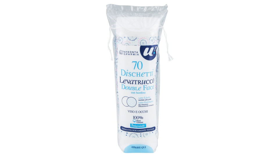 70 DISCHETTI LEVATRUCCO DOUBLE FACE VISO E OCCHI 100% PURO COTONE U! Confronta & Risparmia