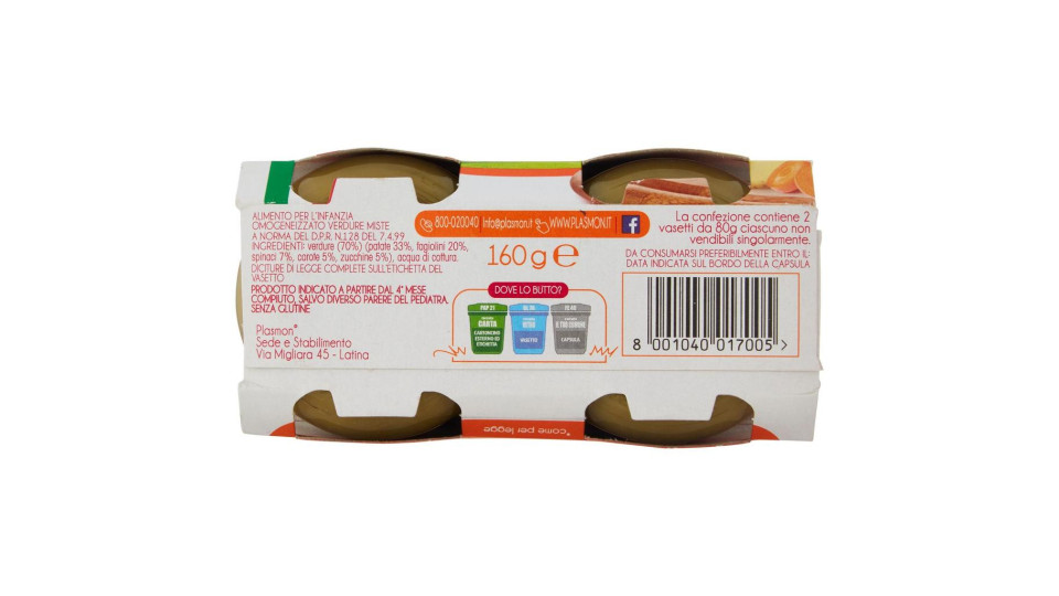 Plasmon - Oasi nella crescita, Omogeneizzato, Verdure Miste, dal 4 mese