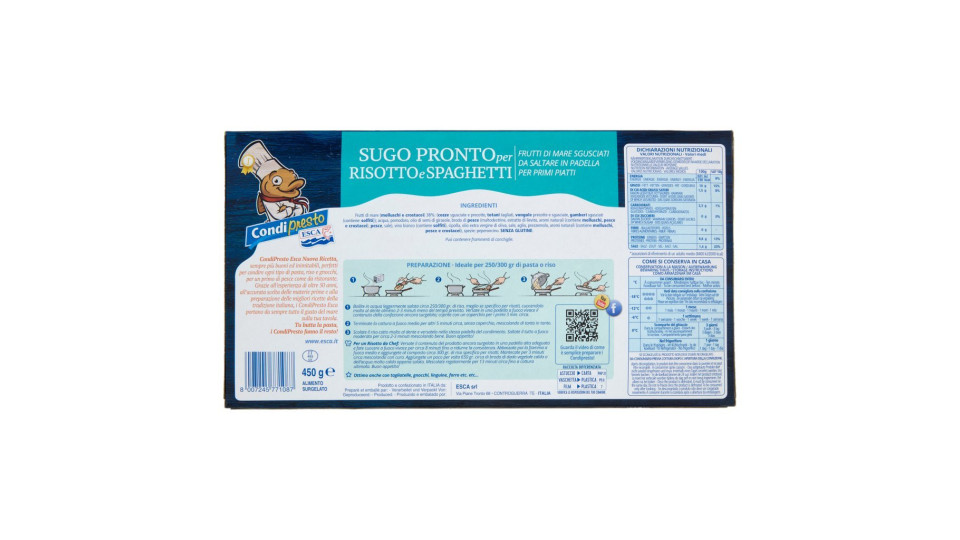 Esca, I Condipresto Super Pronto per risotto e spaghetti surgelato