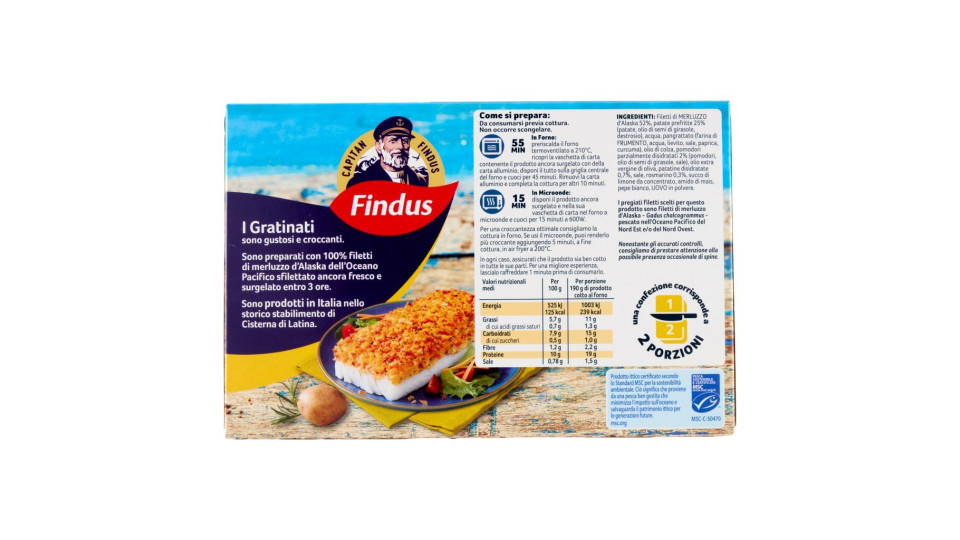 Findus, I Gratinati merluzzo con patate e rosmarino surgelato