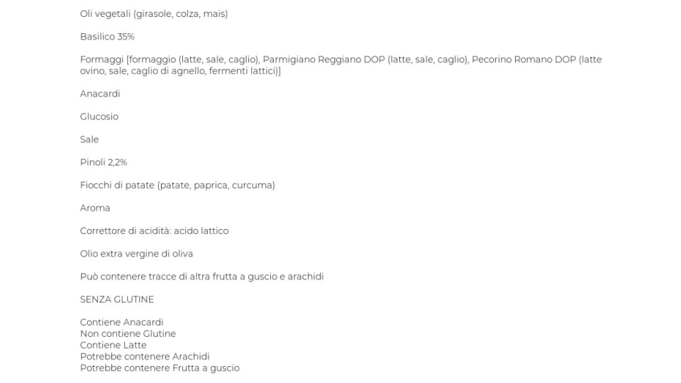 Pesto al Basilico senz'aglio U! Confronta & Risparmia