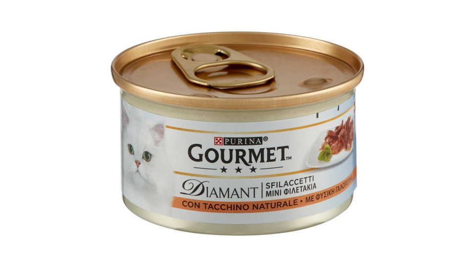 Purina, gatto Gourmet Diamant gatto Sfilaccetti con tacchino saporito lattina