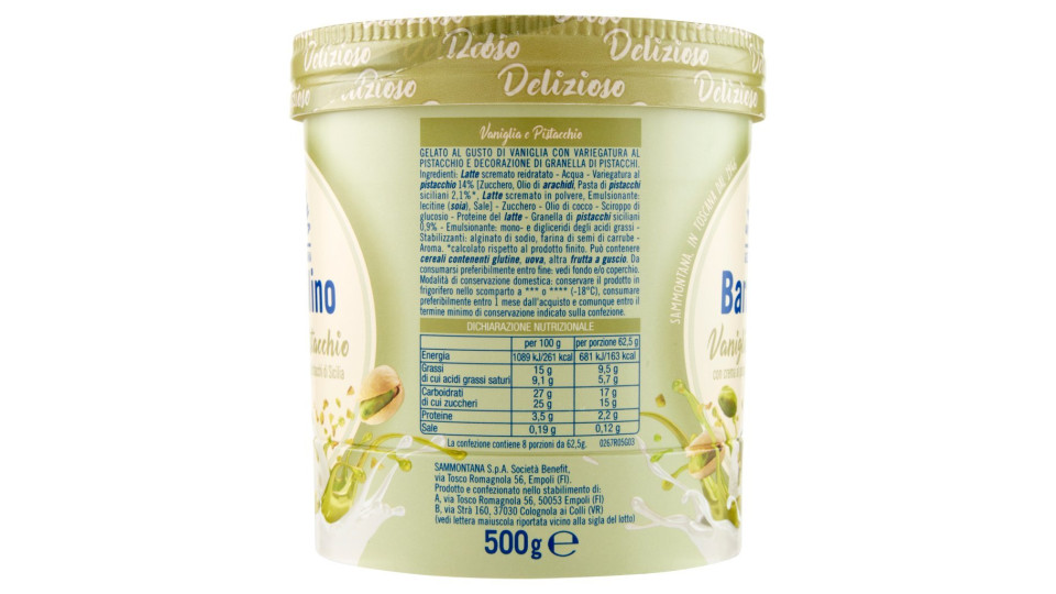 Sammontana, Barattolino pistacchio e vaniglia