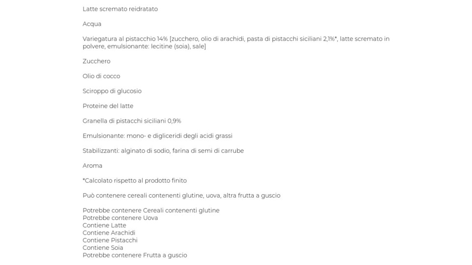 Sammontana, Barattolino pistacchio e vaniglia