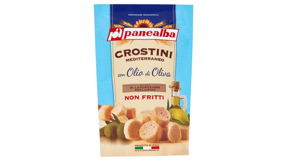 Panealba - Crostini Non Fritti Gusto Mediterraneo, Con Olio Di Oliva E Sale
