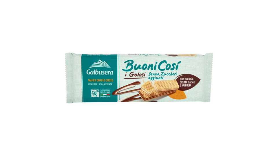 Galbusera, BuoniCosì wafer con crema cacao e vaniglia senza zuccheri aggiunti