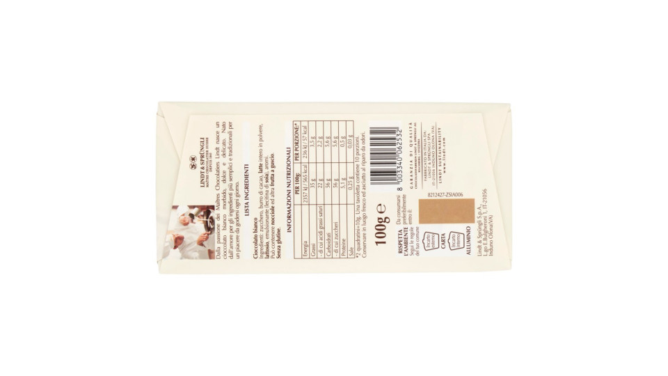 Lindt tavoletta cioccolato bianco