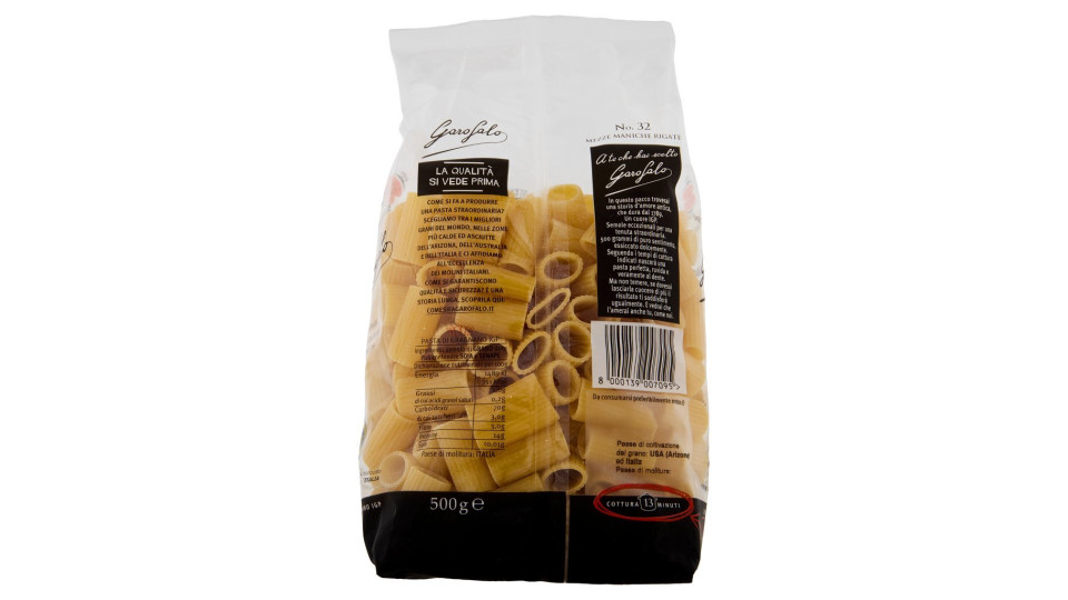 Garofalo, Mezze Maniche Rigate n. 5-13 pasta di semola di grano duro integrale