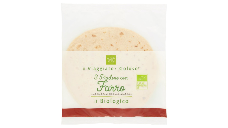 3 PIADINE CON FARRO con Olio di Semi di Girasole Alto Oleico il Viaggiator Goloso il Biologico