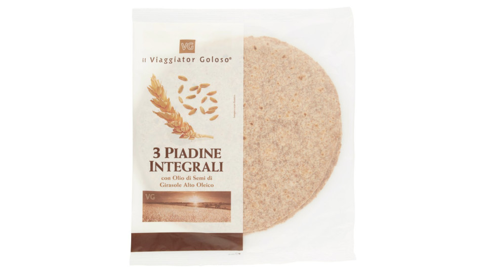 3 PIADINE INTEGRALI con Olio di Semi di Girasole Alto Oleico il Viaggiator Goloso