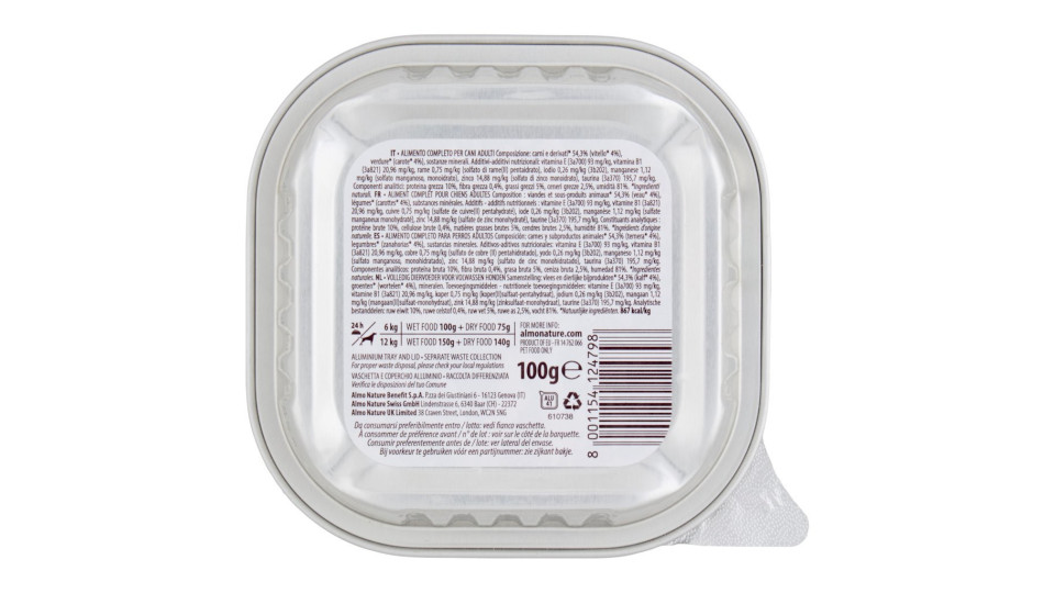 Almo - Daily Menu Gr.100 Vitello E Car. - Dog 222