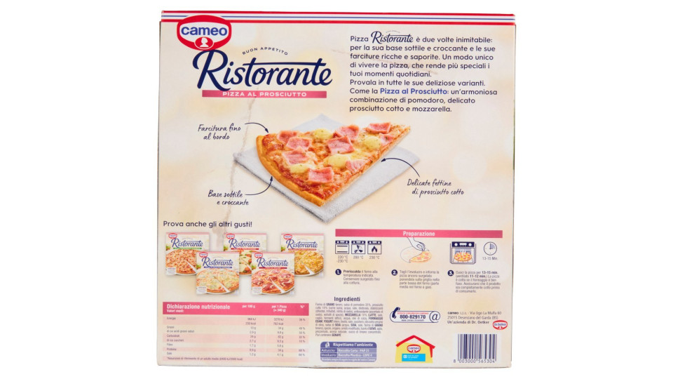 Cameo - Ristorante, Pizza al Prosciutto