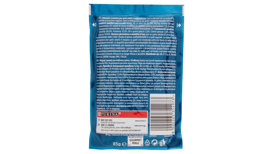 Purina, gatto Gourmet Perle Filettini in salsa con pollo