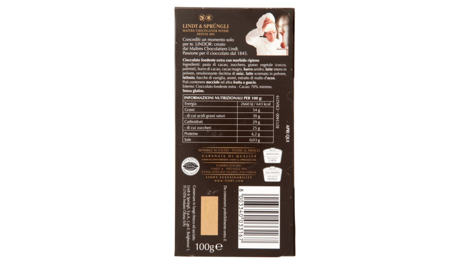 Lindt Lindor tavoletta Extra fondente