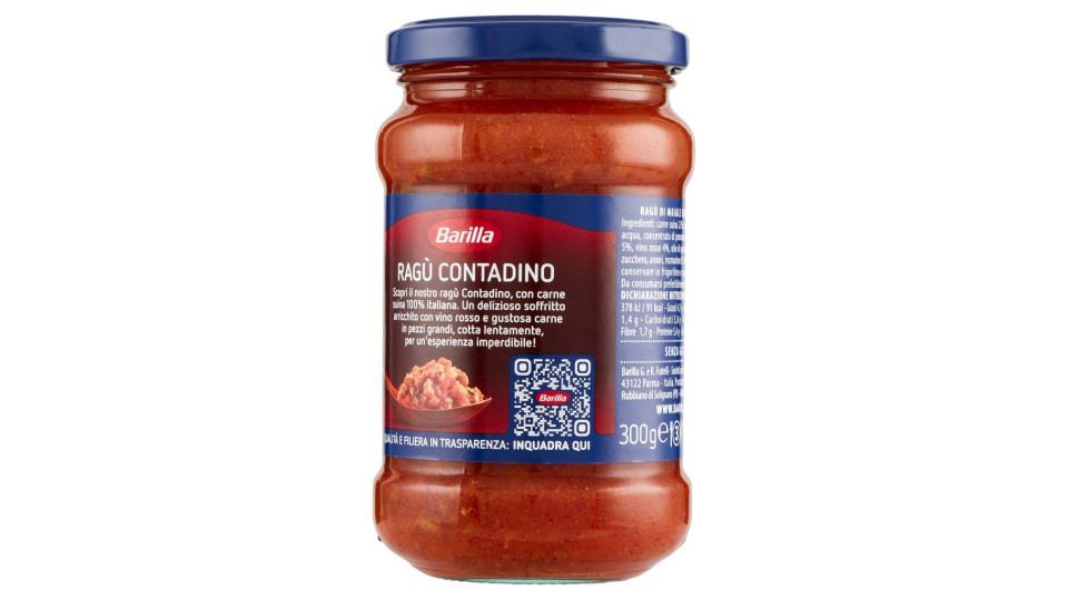 Barilla, ragù contadino con vino rosso