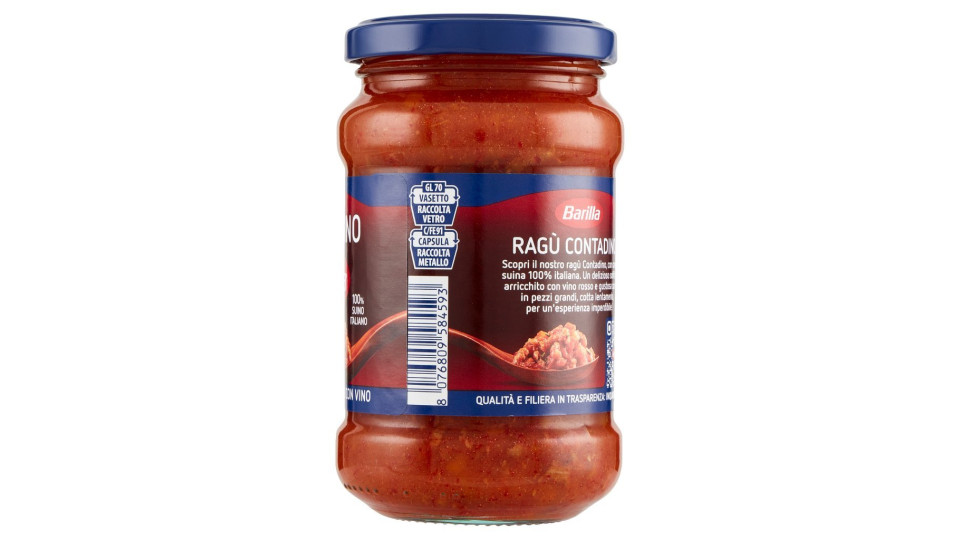 Barilla, ragù contadino con vino rosso