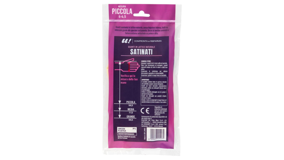 Guanti satinati in lattice naturale misura piccola 6-6,5 un paio U! Confronta & Risparmia